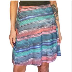 Prana Striped Small Stretch Faux-Wrap Skirt